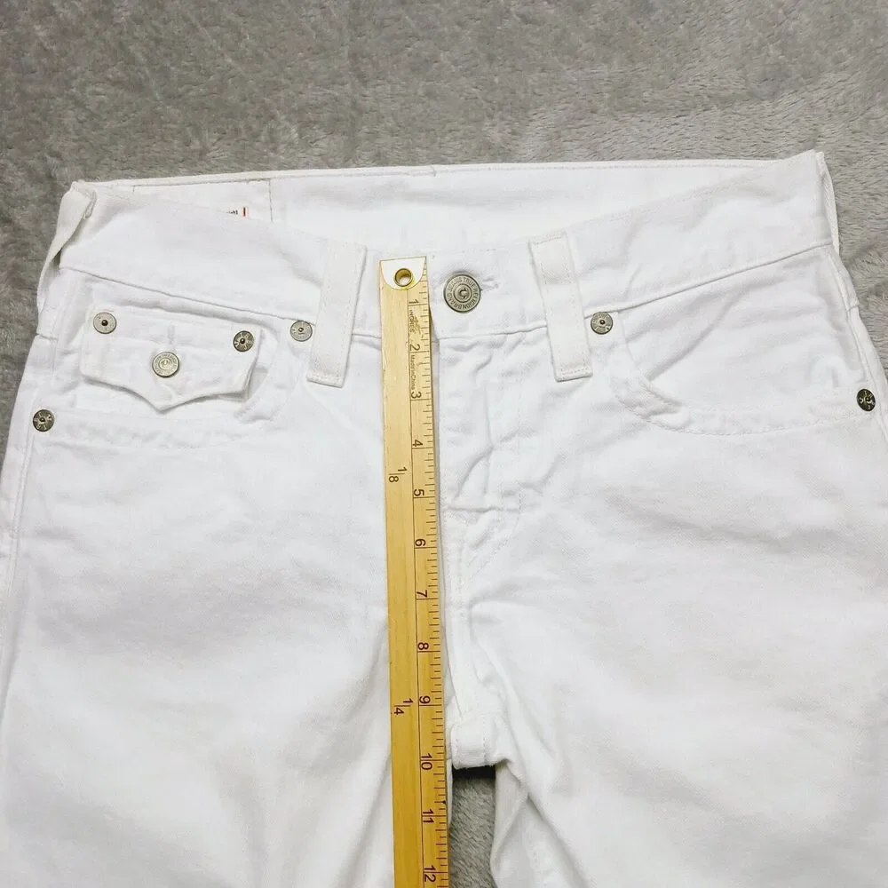 True Religion Ricky W/Flap Men's White Relaxed Straight  Denim Shorts Size 30